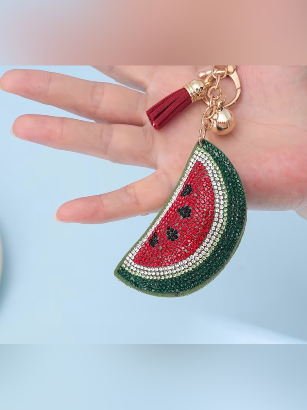 Sparkling Watermelon Slice Charm with Tassel